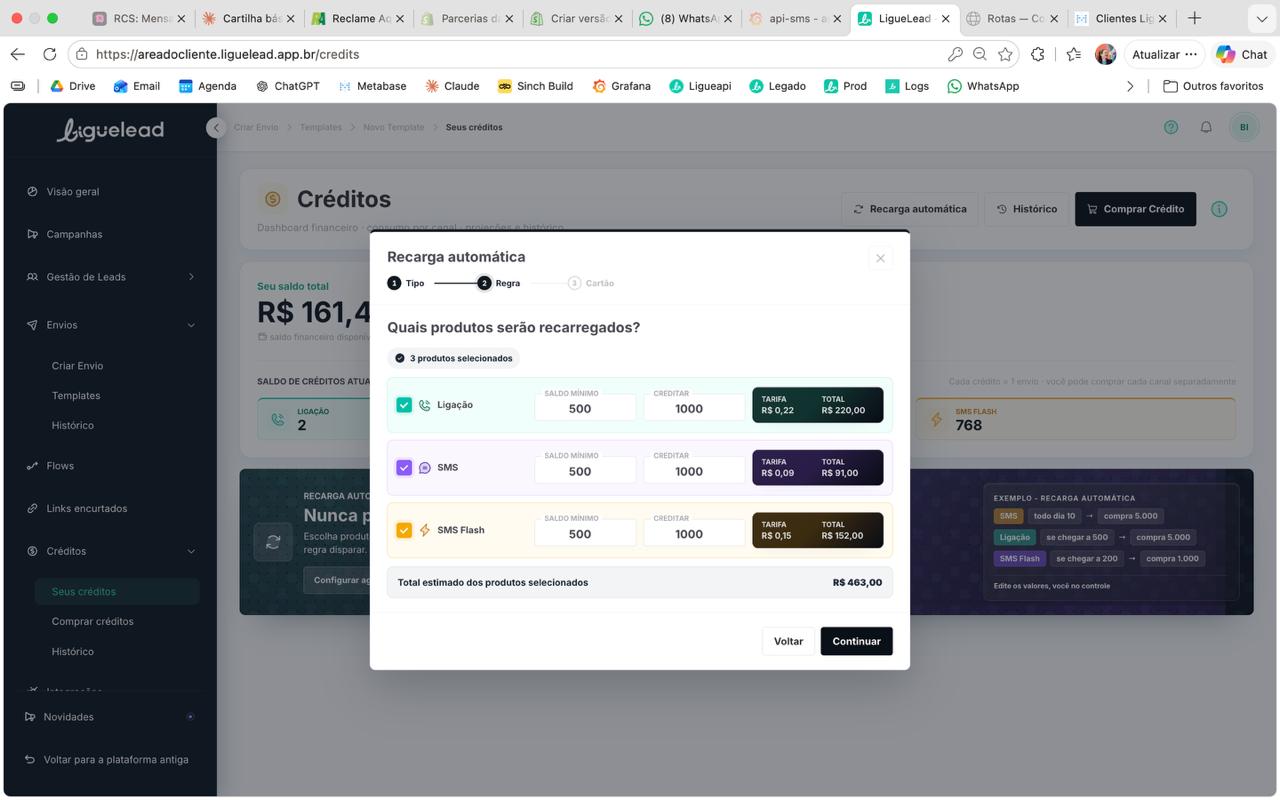Passo 2 Regra — Saldo mínimo configurado nos 3 produtos