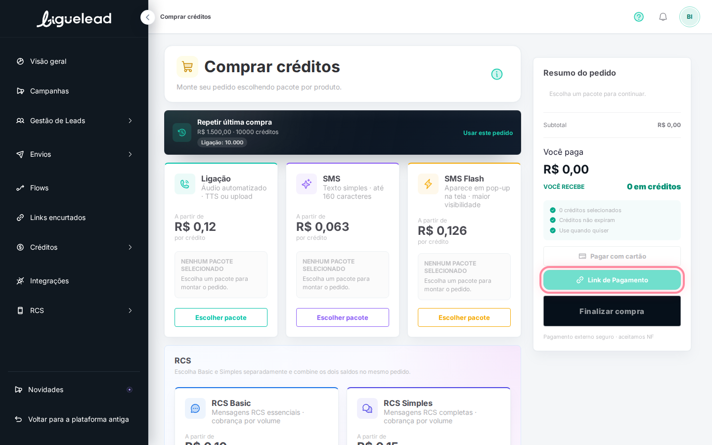 Botão Link de Pagamento
