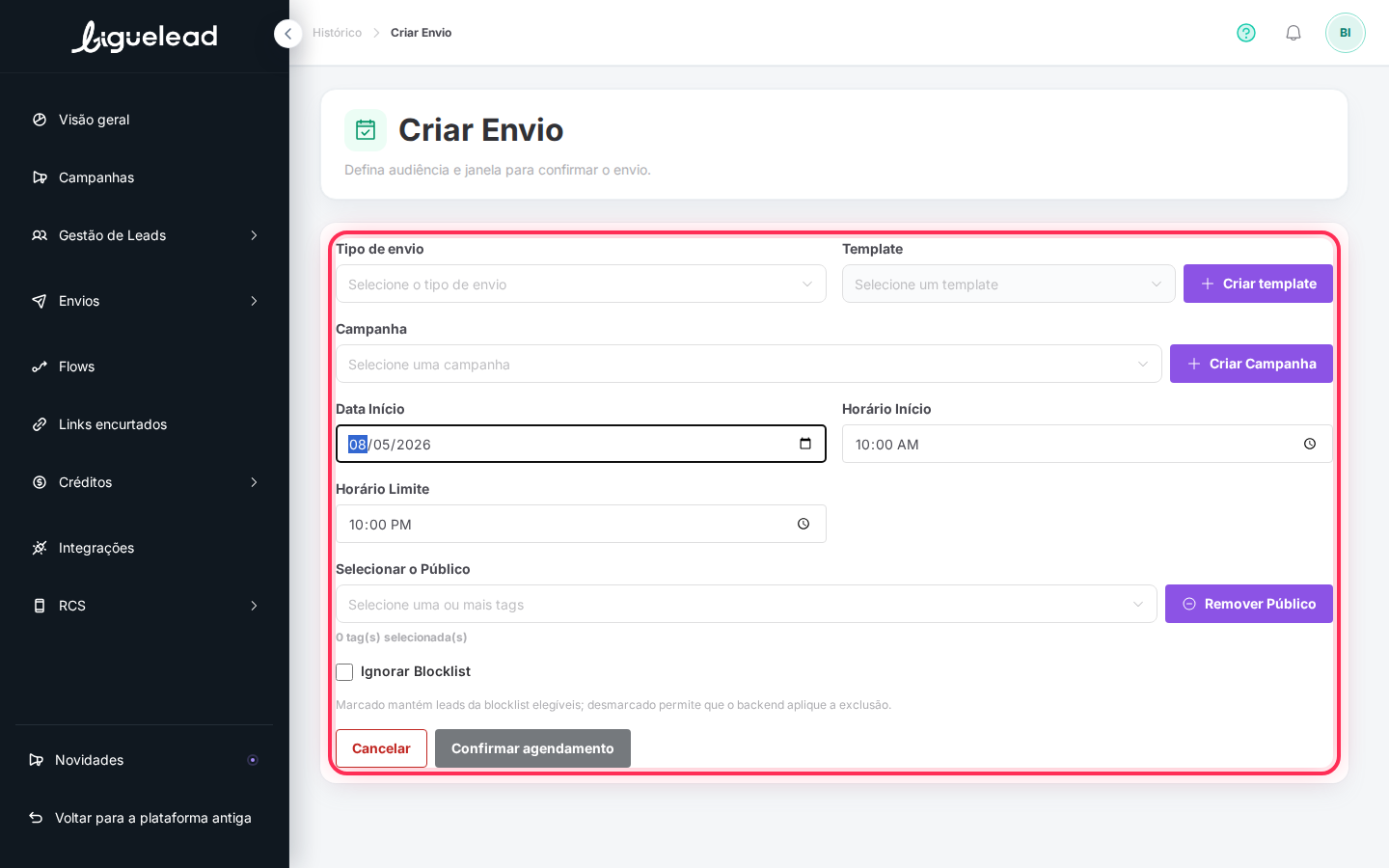 Checkbox Ignorar Blocklist