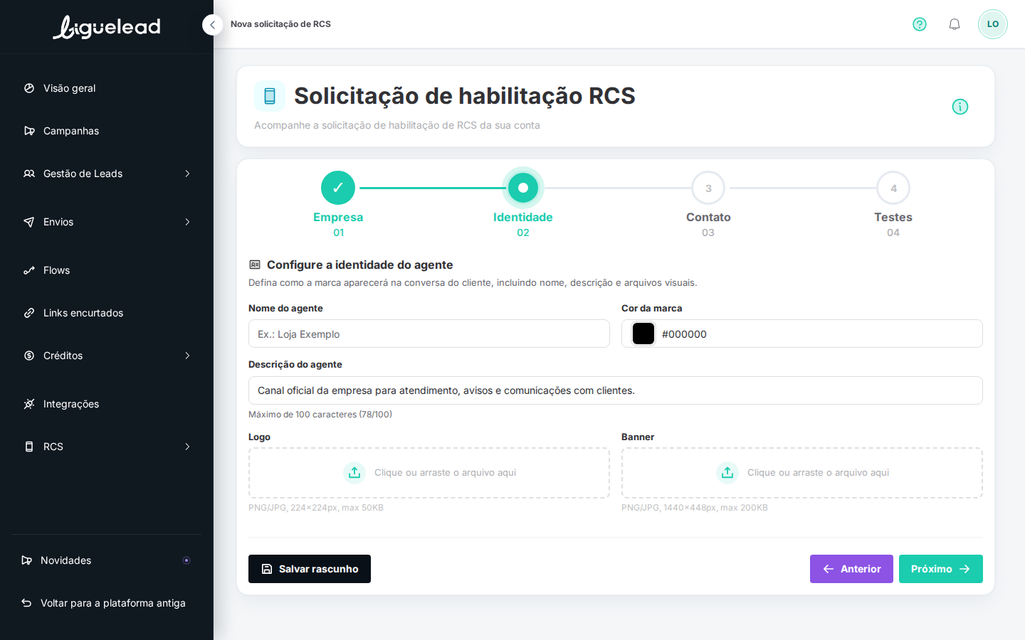 Etapa 2 com campos de identidade